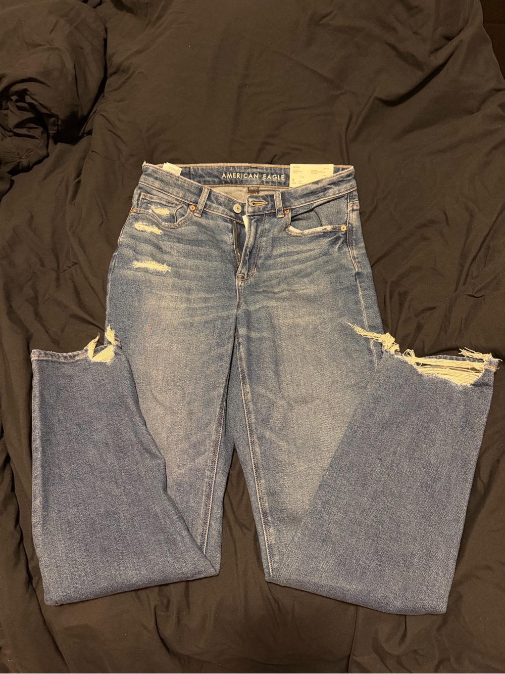 American Eagle Outfitters Distressed Light Blue Mom Jeans